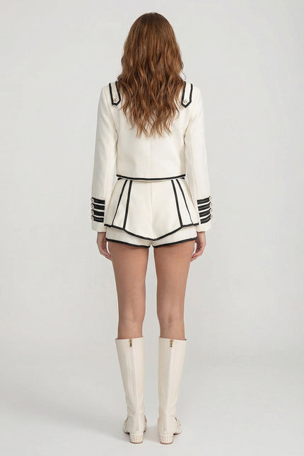 Adelina - Tailored Co-Ord With Contrast Edging and Crystal-embellished Buttons