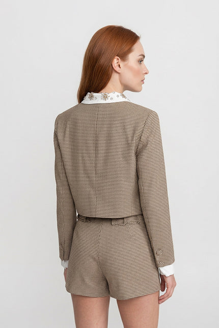 Albina - Tailored Check Co-Ord Set with Statement Bow Accent