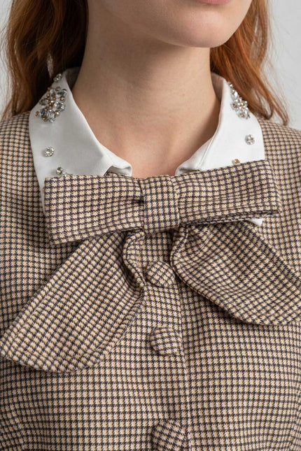 Albina - Tailored Check Co-Ord Set with Statement Bow Accent