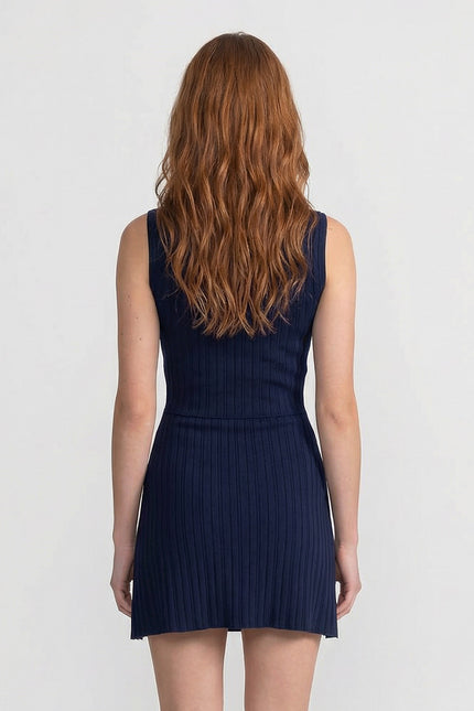 Alessia - Ribbed Knit Co-Ord with Denim Pockets
