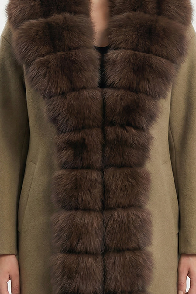 Amélie - Wool Long Coat with Fox Fur Front