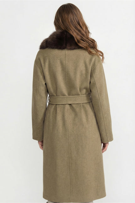 Amélie - Wool Long Coat with Fox Fur Front