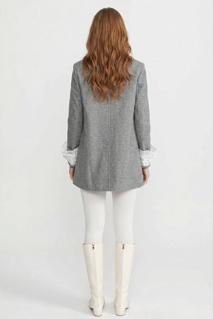 Anastasia - Mini Coat with Lace Pearl Collar