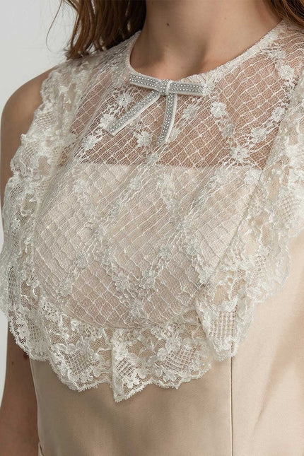 Angelica - Mini Dress with Lace Bib Accents