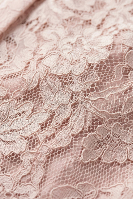 Anne - Floral Lace Fitted Dress with Button Accents & Scalloped Hem
