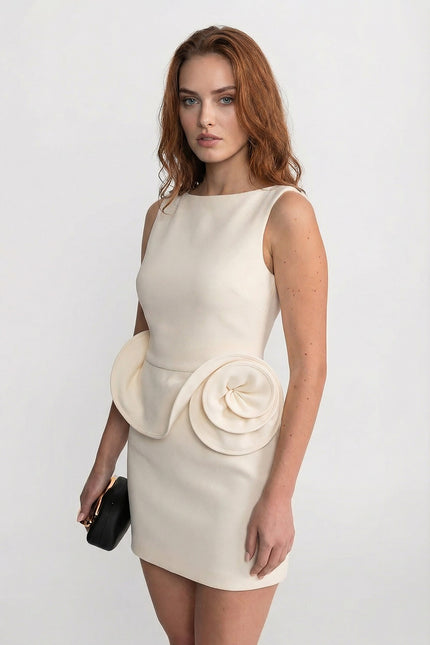 Apolline - Mini Dress with Sculptural Peplum Detail