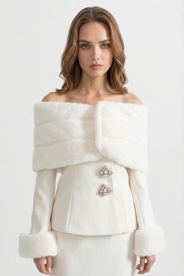 Ayla - Two Piece Faux Fur Set with Midi Skirt