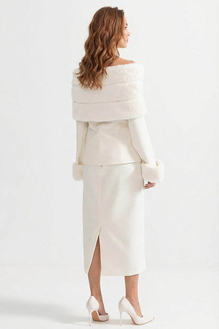 Ayla - Two Piece Faux Fur Set with Midi Skirt
