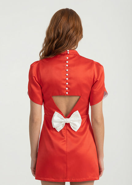 Béatrice - Mini Dress with Back Cutout and Bow