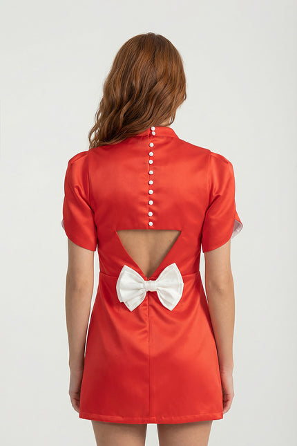 Béatrice - Mini Dress with Back Cutout and Bow