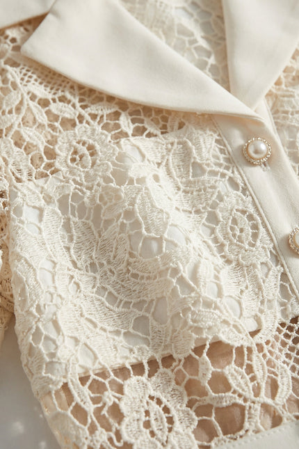 Bella - Mini Dress with Contrast Collar and Jewel Buttons