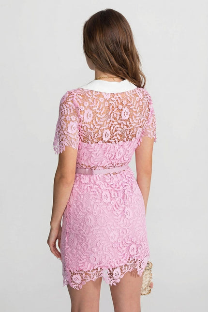 Bella - Mini Dress with Contrast Collar and Jewel Buttons