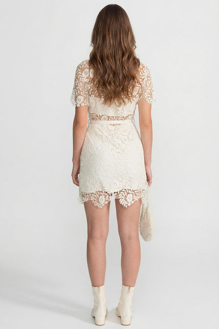Bella - Mini Dress with Contrast Collar and Jewel Buttons