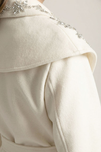 Bianca - Luxury Cashmere Overcoat with Fox Fur Cuffs & 3D Floral Detail