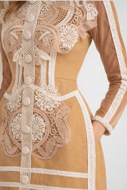 Bria - Elegant Silhouette Dress Featuring Intricate Layered Lace Accents