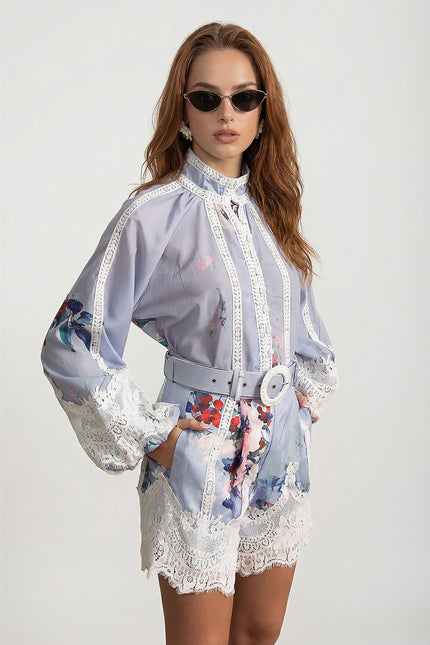 Calyra - Floral Co-Ord with Lace and Belt