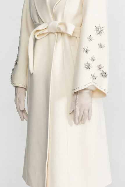 Camilla - Embellished Wool Overcoat with Fox Fur Collar