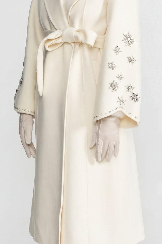 Camilla - Embellished Wool Overcoat with Fox Fur Collar