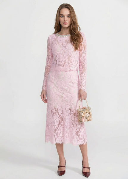 Cecilia - Lace Co-ord Set with Embellished Collar and Buttons