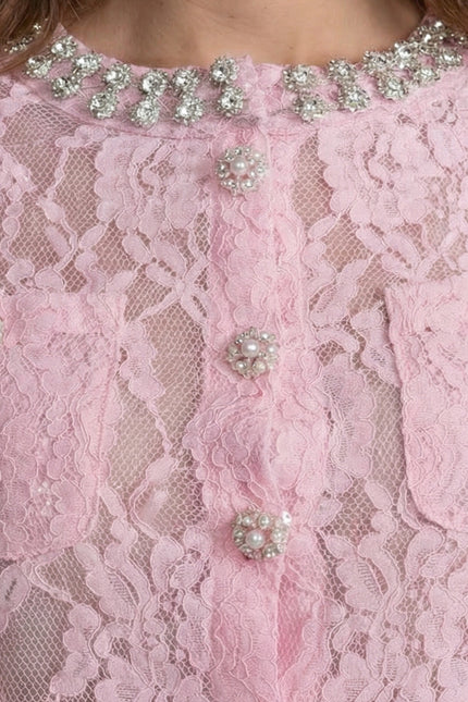Cecilia - Lace Co-ord Set with Embellished Collar and Buttons