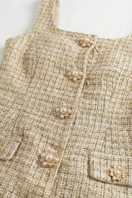 Charlotte - Patterned Mini Dress with Gold Buttons