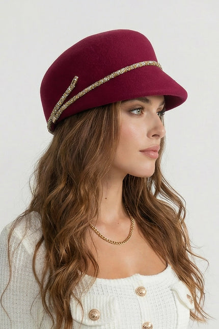 Clotilde - Short Brim Hat with Wrapped Detail