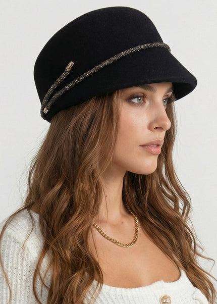 Clotilde - Short Brim Hat with Wrapped Detail