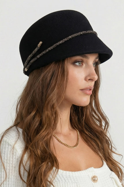 Clotilde - Short Brim Hat with Wrapped Detail
