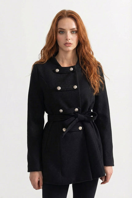 Coralie - Double-Breasted Coat with Removable Cape