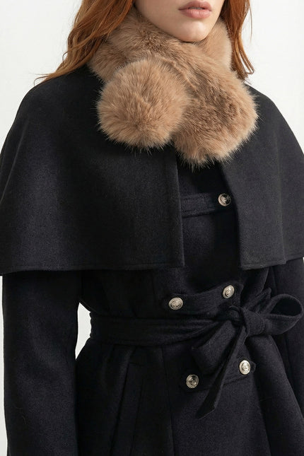 Coralie - Double-Breasted Coat with Removable Cape