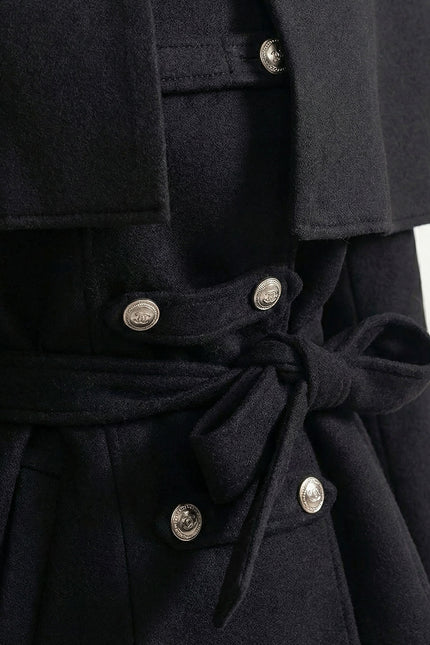 Coralie - Double-Breasted Coat with Removable Cape
