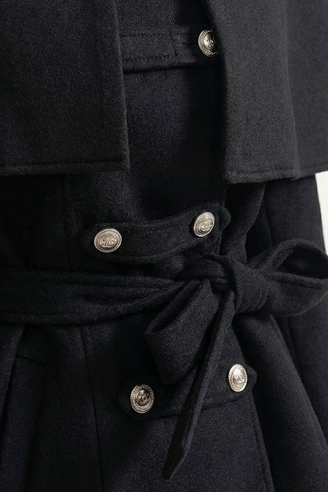 Coralie - Double-Breasted Coat with Removable Cape