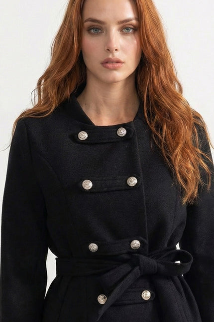 Coralie - Double-Breasted Coat with Removable Cape