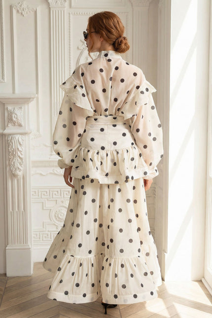 Daniella - Polka Dot Co-Ord With Puff Sleeves and Waist Bow