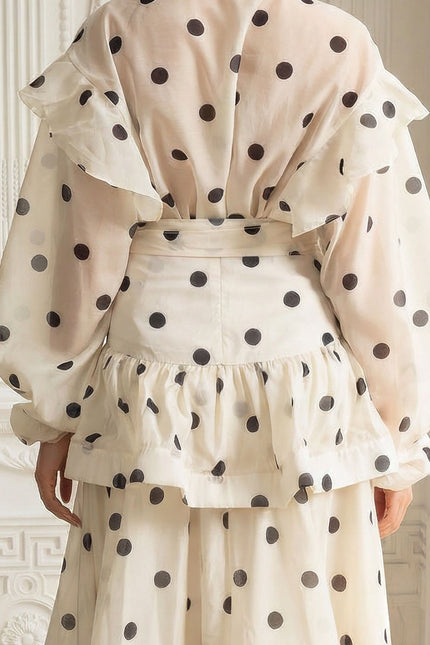 Daniella - Polka Dot Co-Ord With Puff Sleeves and Waist Bow