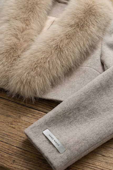 Desirée - Cropped Wool Jacket Featuring Fox Fur Collar