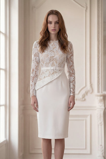 Donatella - Sheer Lace Bodice Midi Dress