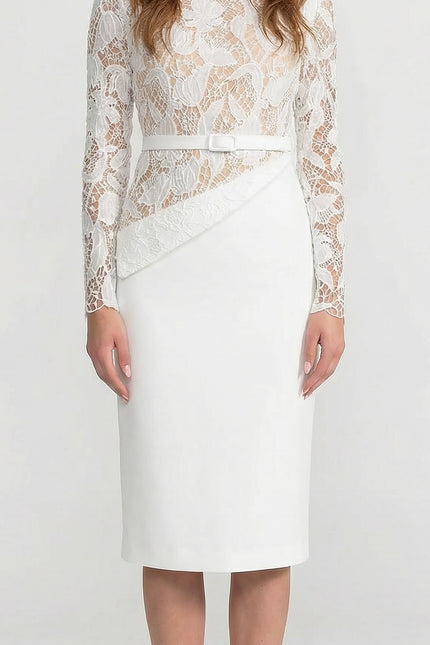 Donatella - Sheer Lace Bodice Midi Dress