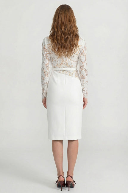 Donatella - Sheer Lace Bodice Midi Dress