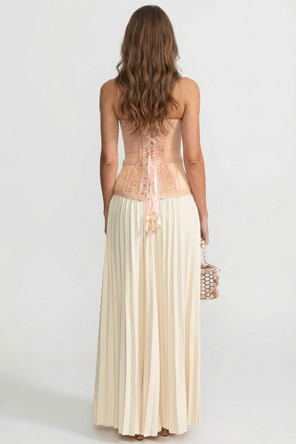 Elena - Strapless Lace Corset Top with Boning and Front Closure
