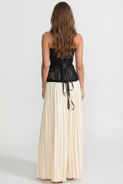 Elena - Strapless Lace Corset Top with Boning and Front Closure