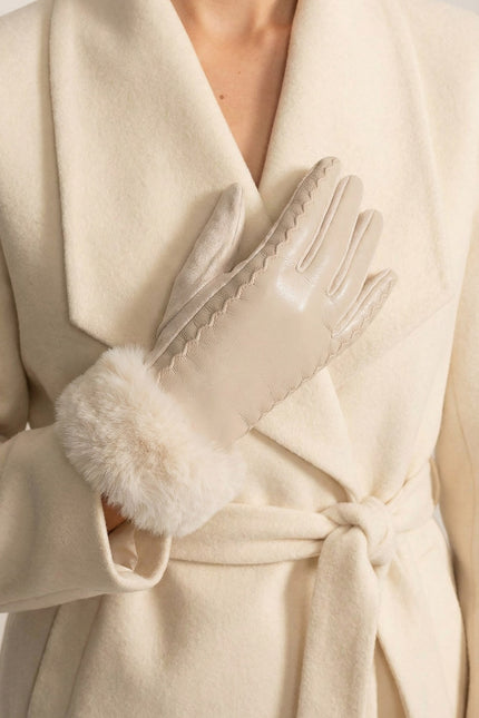 Élise - Vegan Leather Gloves with Fur Cuffs