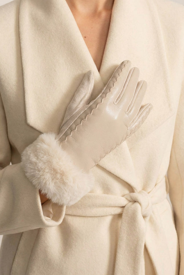 Élise - Vegan Leather Gloves with Fur Cuffs