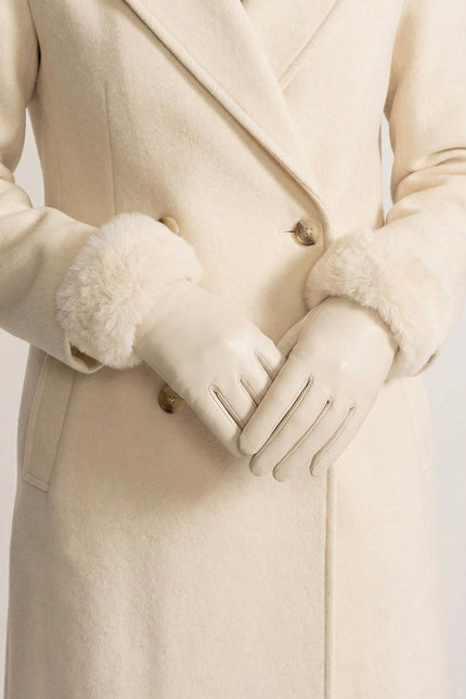 Élise - Vegan Leather Gloves with Fur Cuffs