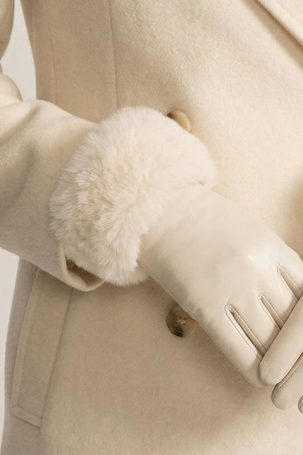 Élise - Vegan Leather Gloves with Fur Cuffs