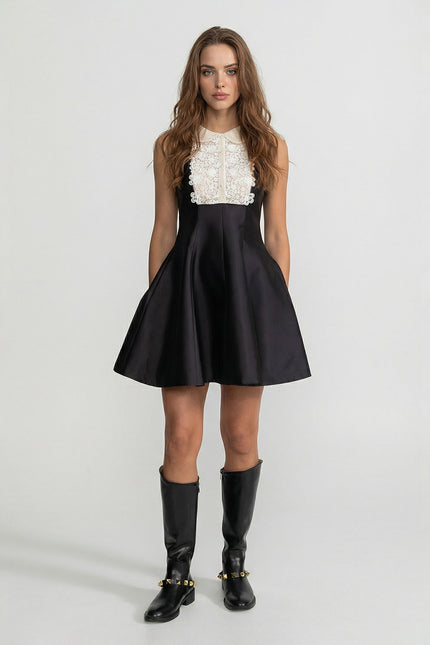 Emma – Mini Dress with Lace Bib Detail