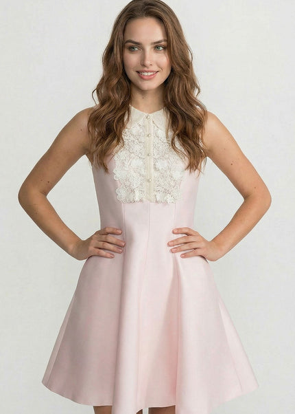 Emma – Mini Dress with Lace Bib Detail