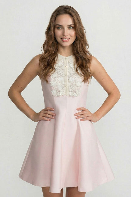 Emma – Mini Dress with Lace Bib Detail
