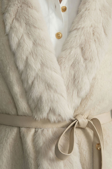 Esmeralda - Luxe Wool Jacket with Belted Waist and Sable Fur