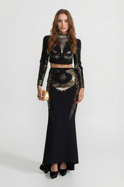 Eva - Embellished Co-Ord Set with Silver and Gold Sequins
